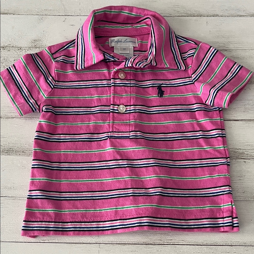 Ralph Lauren Baby Polo with Pink Stripes